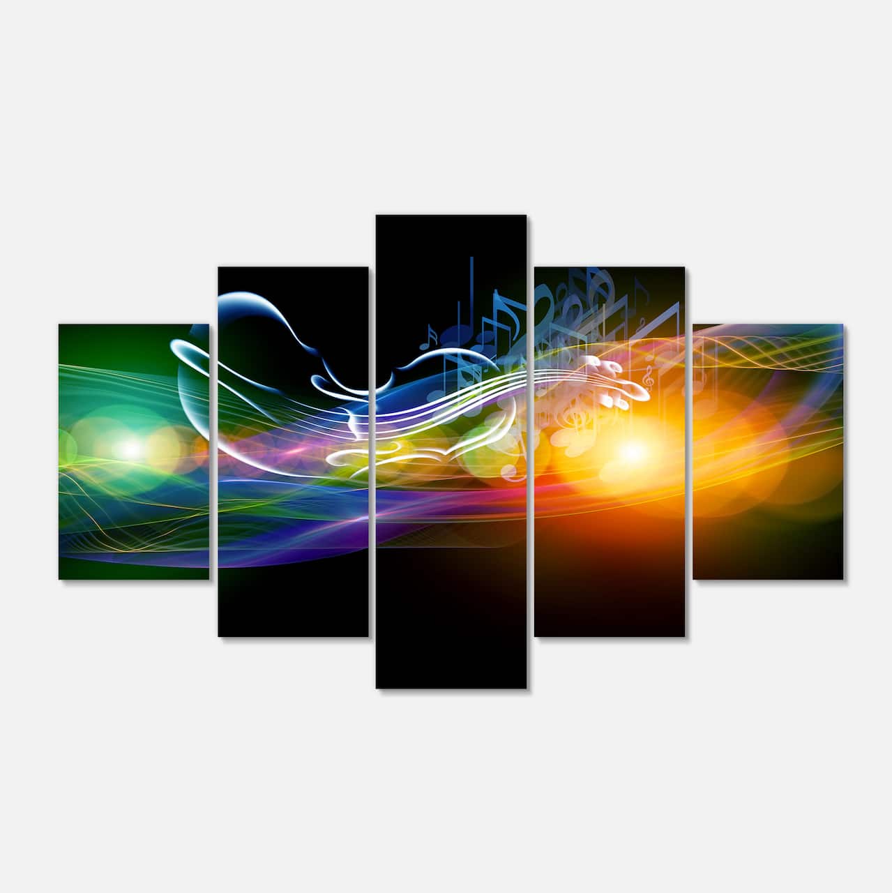 Designart - Waves of Music Fractal Design - Contemporary Canvas Wall Art Print